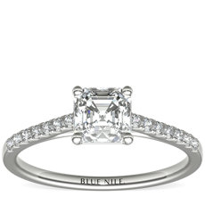 Petite Cathedral Pavé Diamond Engagement Ring in 14k White Gold (0.14 ct. tw.)
